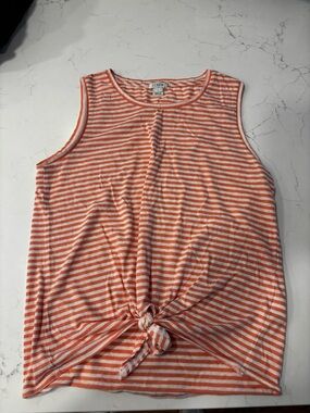 J. Crew Orange & White Striped Knot-Front Tank